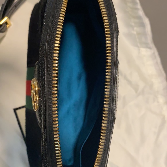 GUCCI Ophidia Black Suede Crossbody Bag - Picture 5 of 6